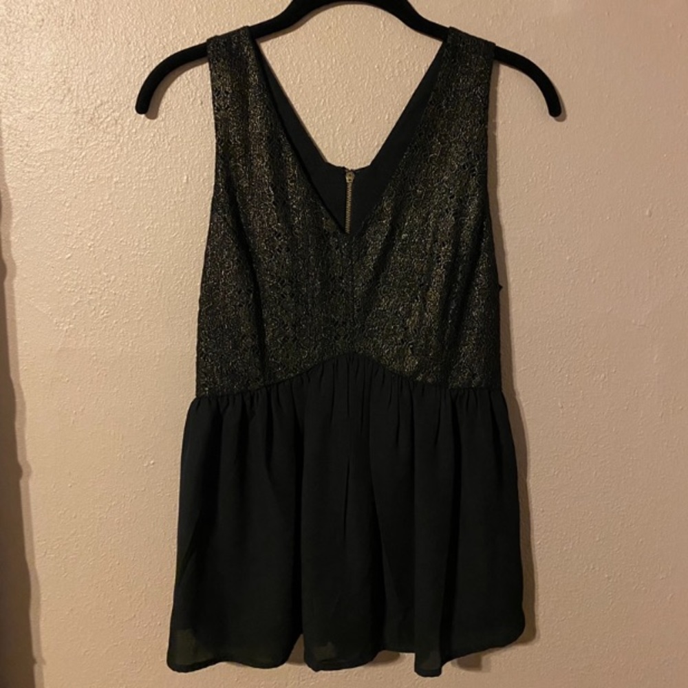 Dressy Lace Bodice Peplum Top